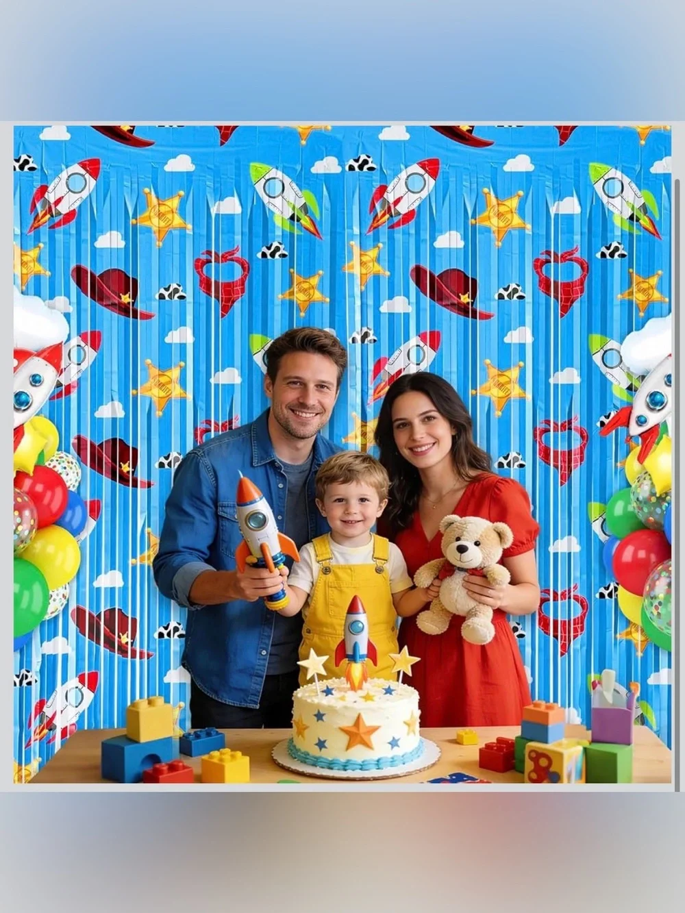 Kids Toy Story Birthday Party Backdrop Foil Curtain Fringe Set 2pcs